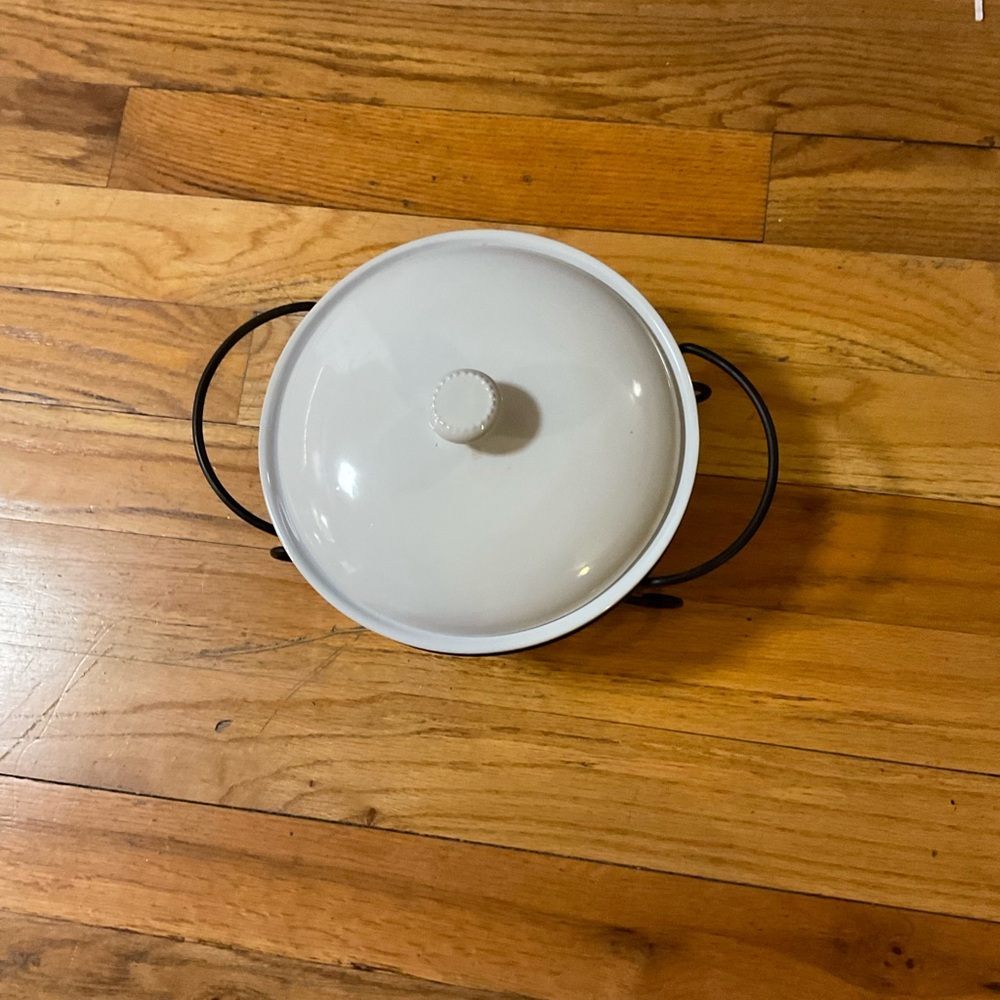 White Enamel Cookware with Black Handles